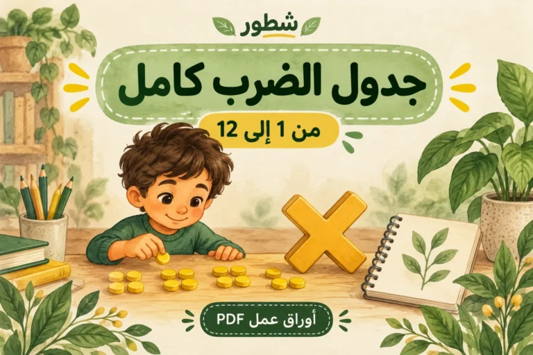 جدول الضرب كامل من 1 إلى 12 PDF مع تدريبات