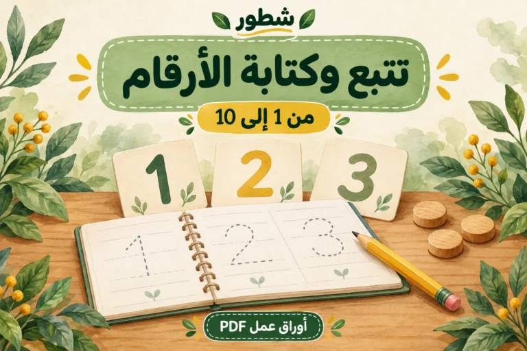 كراسة تتبع وكتابة الأرقام من 1 إلى 10 للأطفال