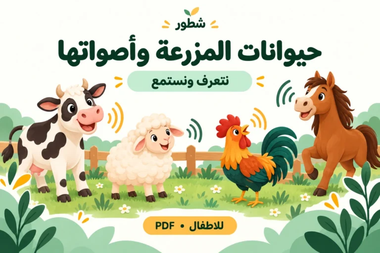 ورقة عمل حيوانات المزرعة وأصواتها للأطفال PDF