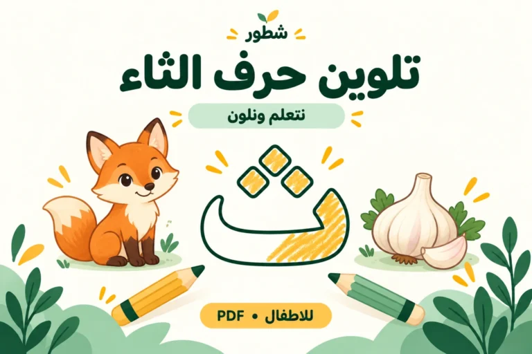 ورقة عمل تلوين حرف الثاء مع الصور PDF