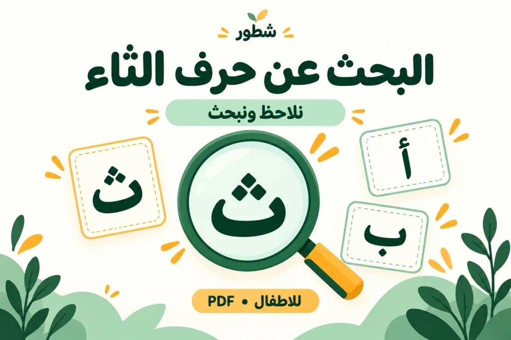 غلاف ورقة عمل البحث عن حرف الثاء: أصطاد الحرف من شطور