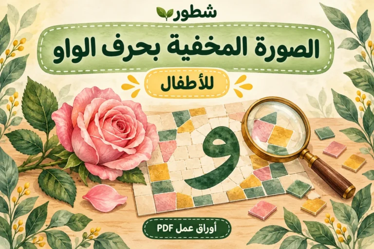 الصورة المخفية بحرف الواو للأطفال | ورقة عمل PDF