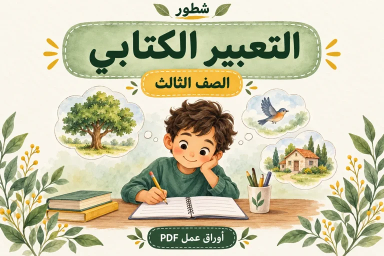 ورقة عمل التعبير الكتابي للصف الثالث PDF مع الإجابات