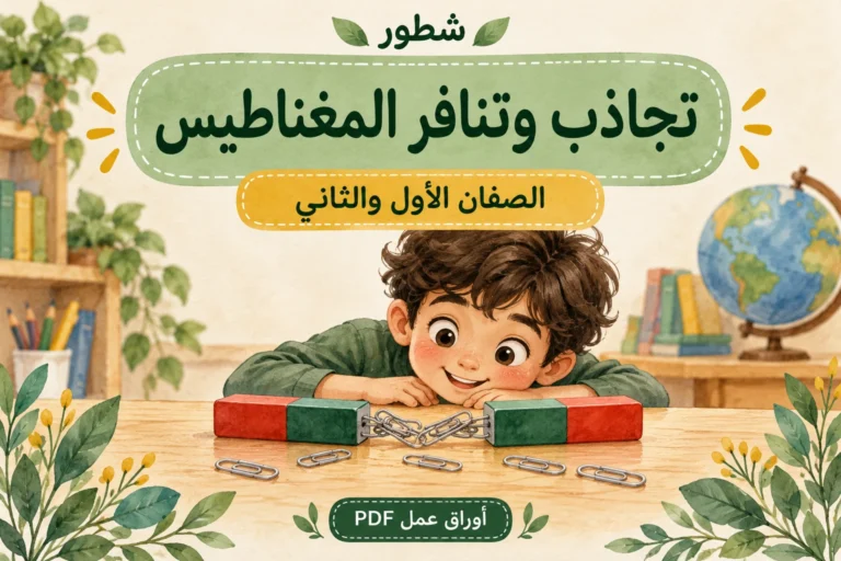 ورقة عمل تجاذب وتنافر المغناطيس للأطفال PDF مع الإجابات