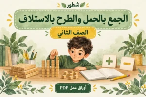 ورقة عمل الجمع بالحمل والطرح بالاستلاف للصف الثاني PDF مع الإجابات