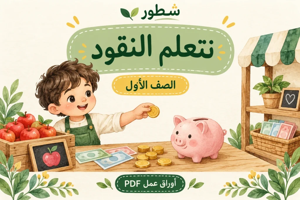 غلاف النقود للصف الأول مع متجر تعليمي ونقود لعبة من شطور