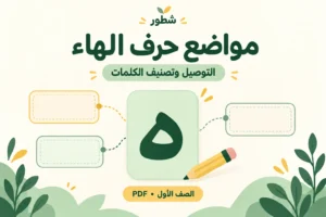 ورقة عمل مواضع حرف الهاء: التوصيل وتصنيف الكلمات PDF